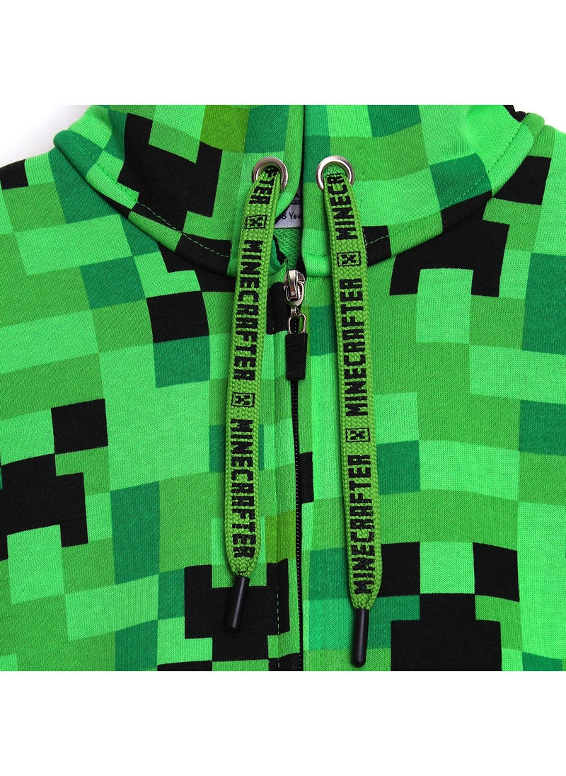 Creeper Patterned Zippered Unisex Child Jacket 5 - 13 Years Green 001-0001806