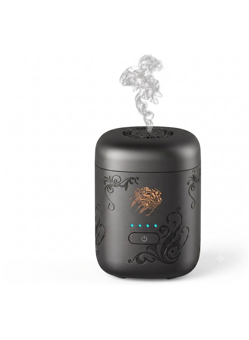 ZEESQUARE Portable Electric Bakhoor Burner USB Rechargeable – Premium Oud Incense Burner, Fast Heating Smokeless Arabic Bukhoor Burner for Home, Car & Office, Elegant Black Design - Image 1