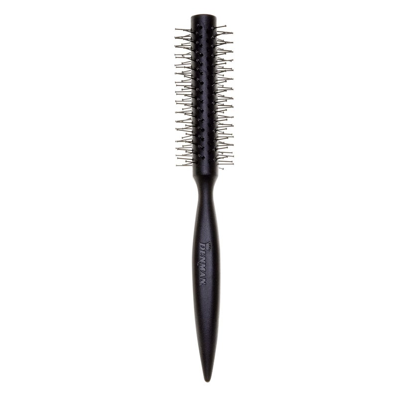 Denman Curling Vented Barrel Round Hair Brush with Nylon Bristles for Fast Drying, Volume and Creating Movement in the Hair, Black, D73