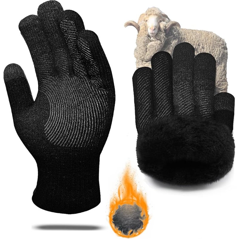 CozyGalar Winter Gloves Men, Cozy Merino Wool,2Full Finger Touch Screen, Thickened Warm Lining for 35°F Christmas Husband Wife - Image 1