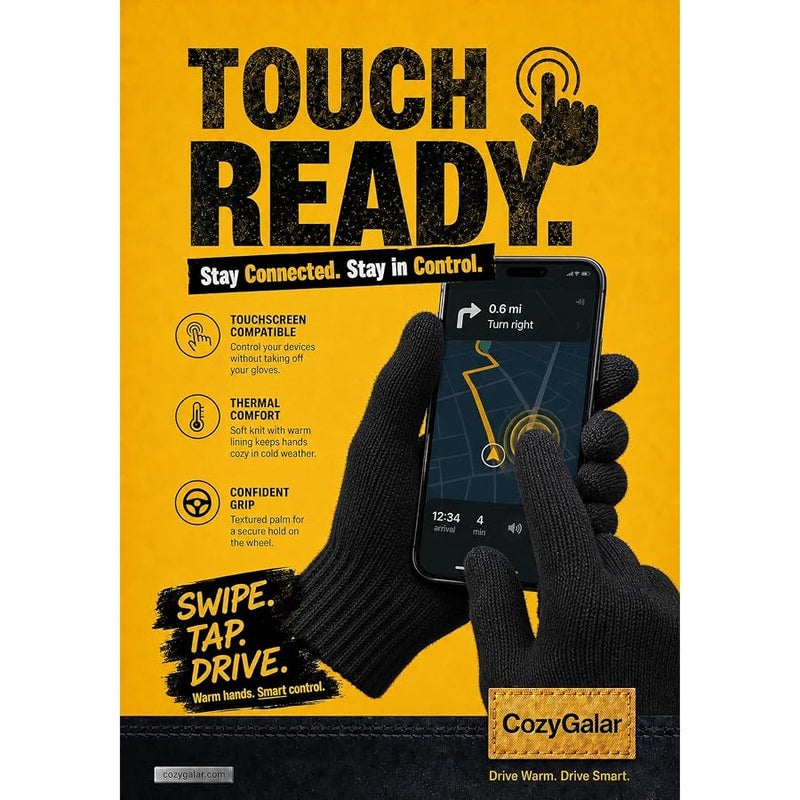CozyGalar Winter Gloves Men, Cozy Merino Wool,2Full Finger Touch Screen, Thickened Warm Lining for 35°F Christmas Husband Wife - Image 3