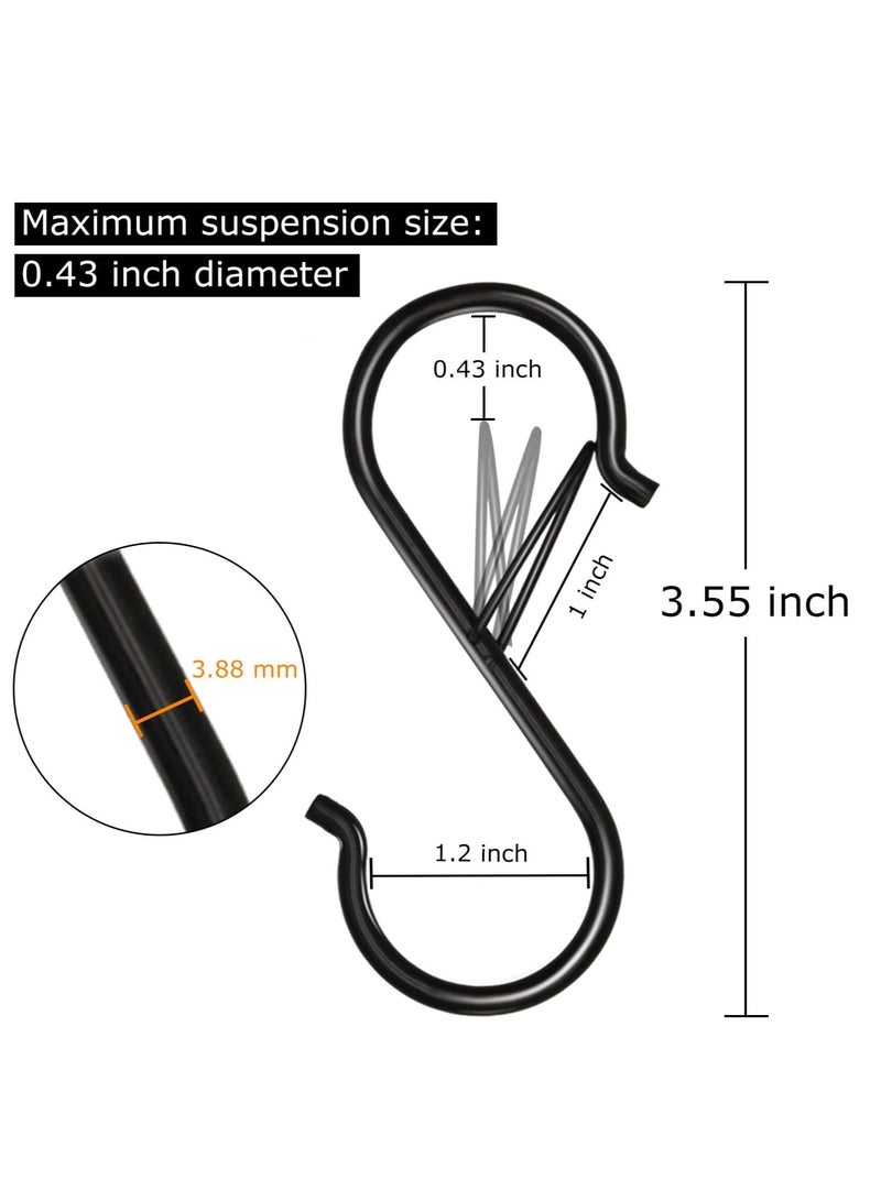 HaHaHai 16-PCS S Hooks for Hanging, Heavy Duty S Hooks with Safety Buckle S Shaped Hooks Kitchen Pot Rack Hooks Closet Hooks for Hanging Plants, Clothes, Kitchen Utensil, Bags (Black) - Image 2