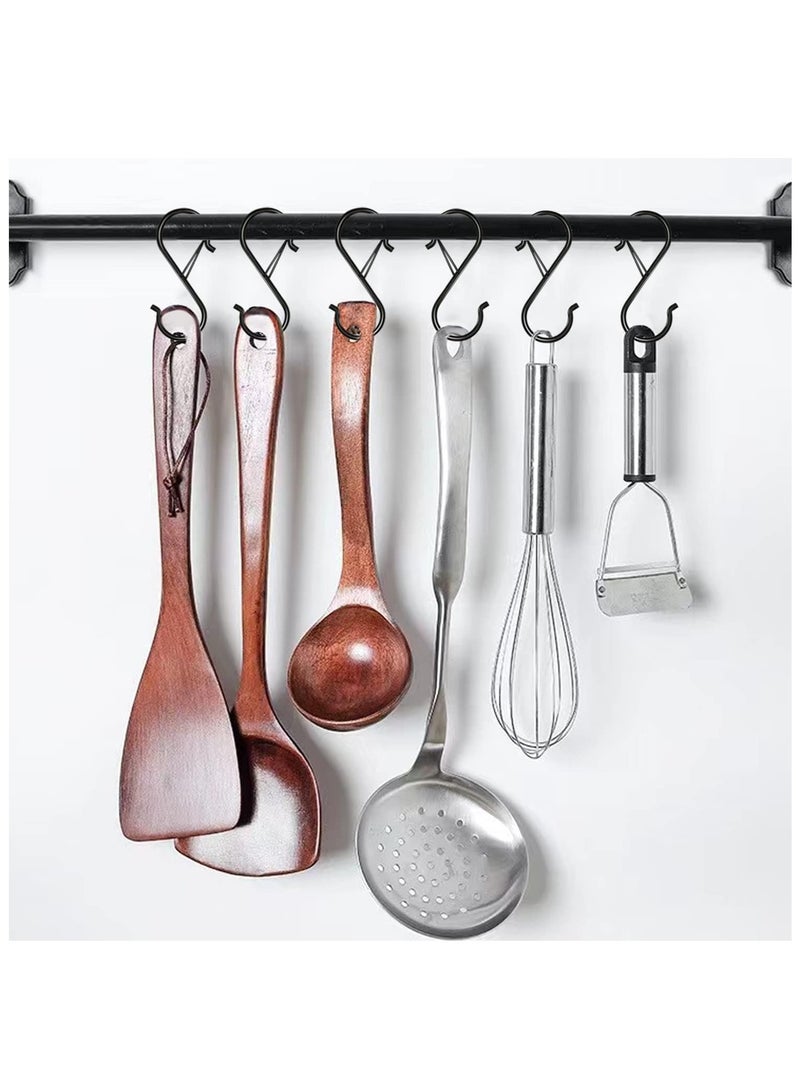 HaHaHai 16-PCS S Hooks for Hanging, Heavy Duty S Hooks with Safety Buckle S Shaped Hooks Kitchen Pot Rack Hooks Closet Hooks for Hanging Plants, Clothes, Kitchen Utensil, Bags (Black) - Image 4