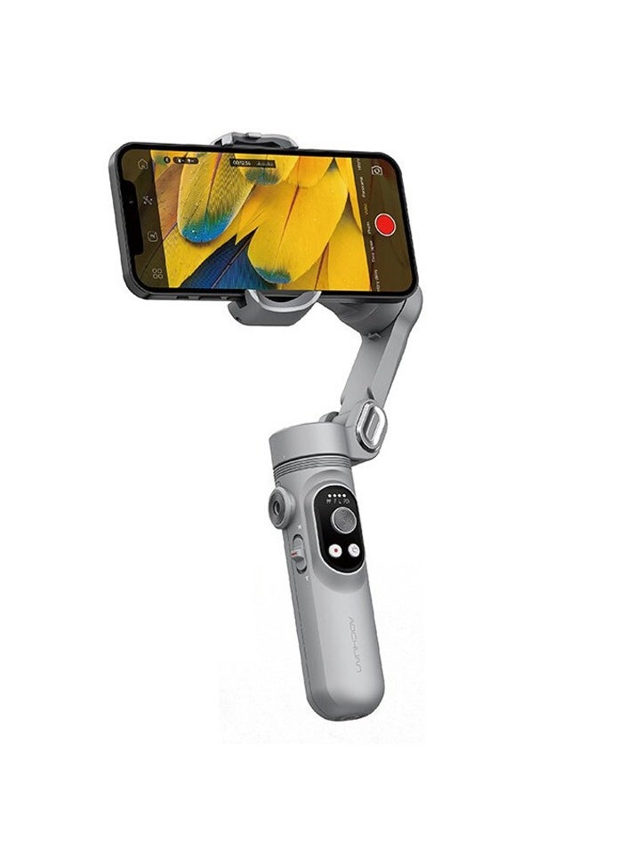 AOCHUAN X PRO Gimbal Stabilizer for Smartphone, Gimbal w/Wireless Charging iPhone Gimbal for iPhone 15 Pro Max/Android Foldable 3-Axis Handheld Phone Gimbal for Video Recording Face Tracking (Grey)