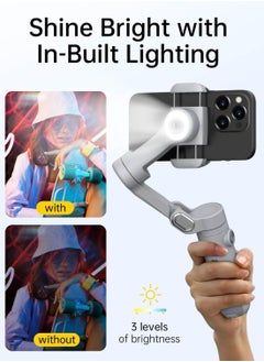 AOCHUAN AOCHUAN X PRO Gimbal Stabilizer for Smartphone, Gimbal w/Wireless Charging iPhone Gimbal for iPhone 15 Pro Max/Android Foldable 3-Axis Handheld Phone Gimbal for Video Recording Face Tracking (Grey)  - Image 3