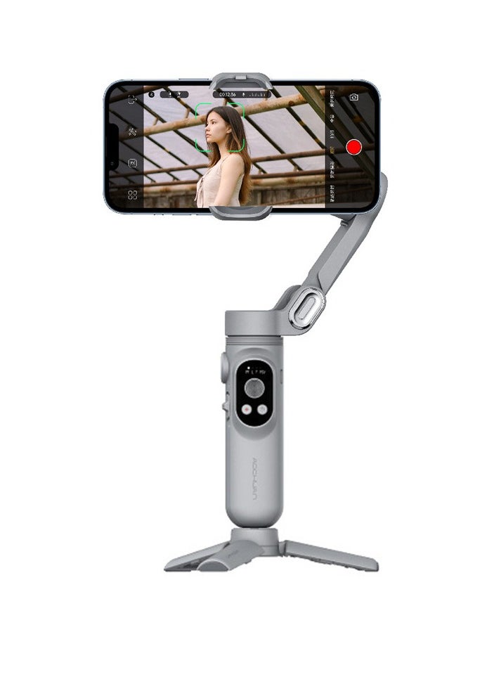 AOCHUAN X PRO Gimbal Stabilizer for Smartphone, Gimbal w/Wireless Charging iPhone Gimbal for iPhone 15 Pro Max/Android Foldable 3-Axis Handheld Phone Gimbal for Video Recording Face Tracking (Grey)