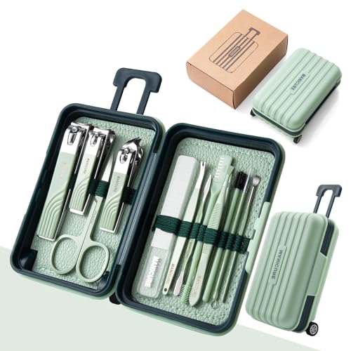 WHISKET 12pcs Manicure Kit,Pedicure Kit,Professional Grooming Kit,Nail Tools with Luxurious Travel Case (Peppermint Green) - Image 2