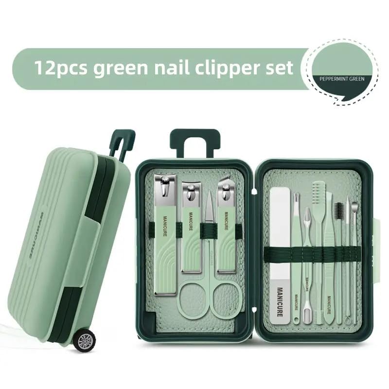 WHISKET 12pcs Manicure Kit,Pedicure Kit,Professional Grooming Kit,Nail Tools with Luxurious Travel Case (Peppermint Green) - Image 5