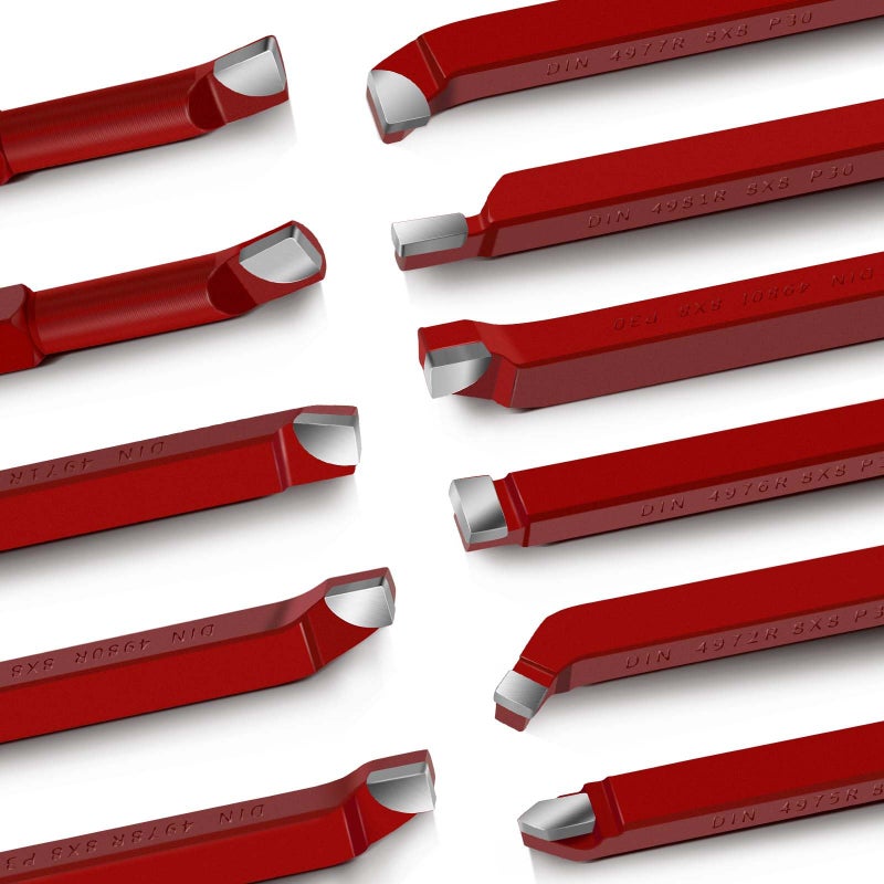 11 Pc 516 Carbide Tip Tipped Cutter ToolMetal Lathe Cutting ToolsLathe Tools Metal Cutting for Metal Lathe Turning Boring and Chamfering