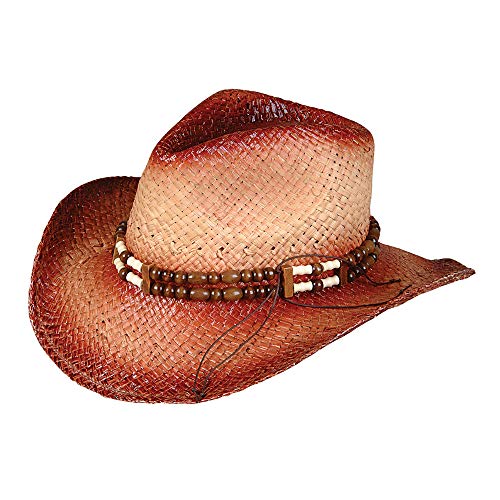 Rhode Island Novelty Rolled Up Costume Cowboy Hat with Beaded Band, One per Order - Image 1