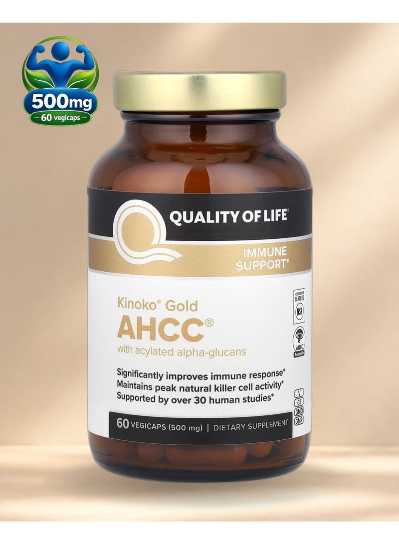 Quality of Life, Kinoko® Gold AHCC®, 500 mg, 60 Vegicaps - Image 1