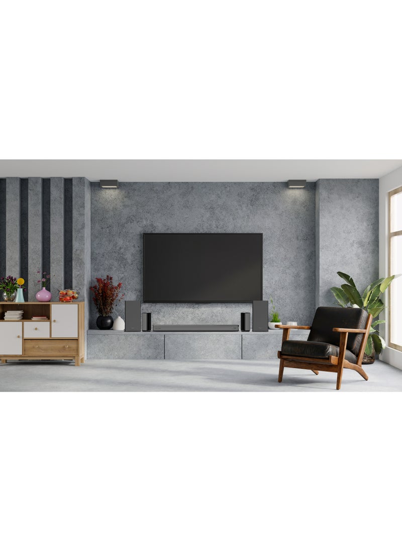 Powerology - Wireless Home Theater Sound Bar 5.2.4CH Dual Woofer System / Immersive Powerful Sound / Universal Audio Interface / Wireless Mic Included / Wireless Woofers & Speakers /Easy Setup and Connectivity / Bluetooth - Black - Image 1