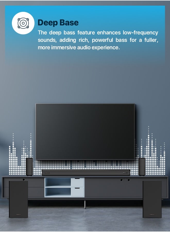Powerology - Wireless Home Theater Sound Bar 5.2.4CH Dual Woofer System / Immersive Powerful Sound / Universal Audio Interface / Wireless Mic Included / Wireless Woofers & Speakers /Easy Setup and Connectivity / Bluetooth - Black - Image 1