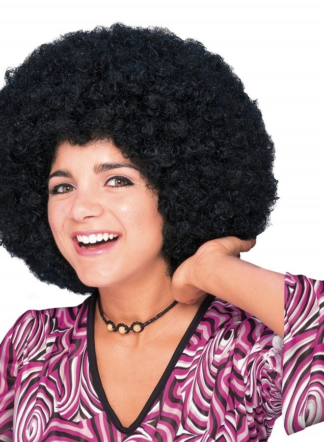 RUBIE'S Adult Humor Mid Length Afro Wig, Black, One Size - Image 1