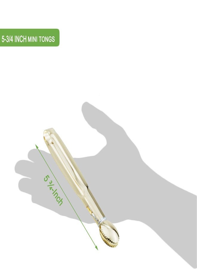 Hinmay طقم ملاقط صغيرة للمقبلات بطول 5.75 بوصة، ملاقط صغيرة من الفولاذ المقاوم للصدأ للتقديم، حفلات الشاي، المقاهي، الحلويات، طقم من 4 قطع (ذهبي) - Image 4