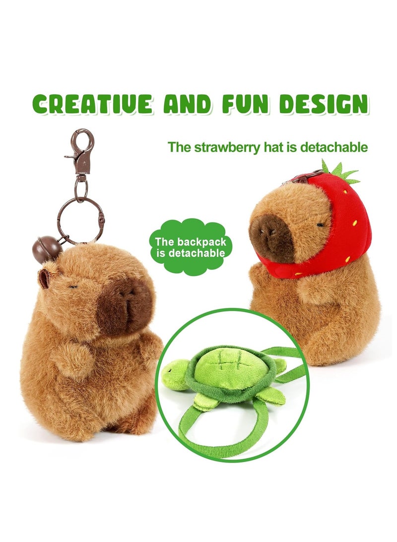 KASTWAVE 2Pcs Capybara Plush Keychain, Kawaii Capybara Stuffed Animals Dolls Pendant, Realistic Capybara Stuffed Animals Toy, Capybara Pendant, for Backpack Decoration Gift for Kids - Image 3