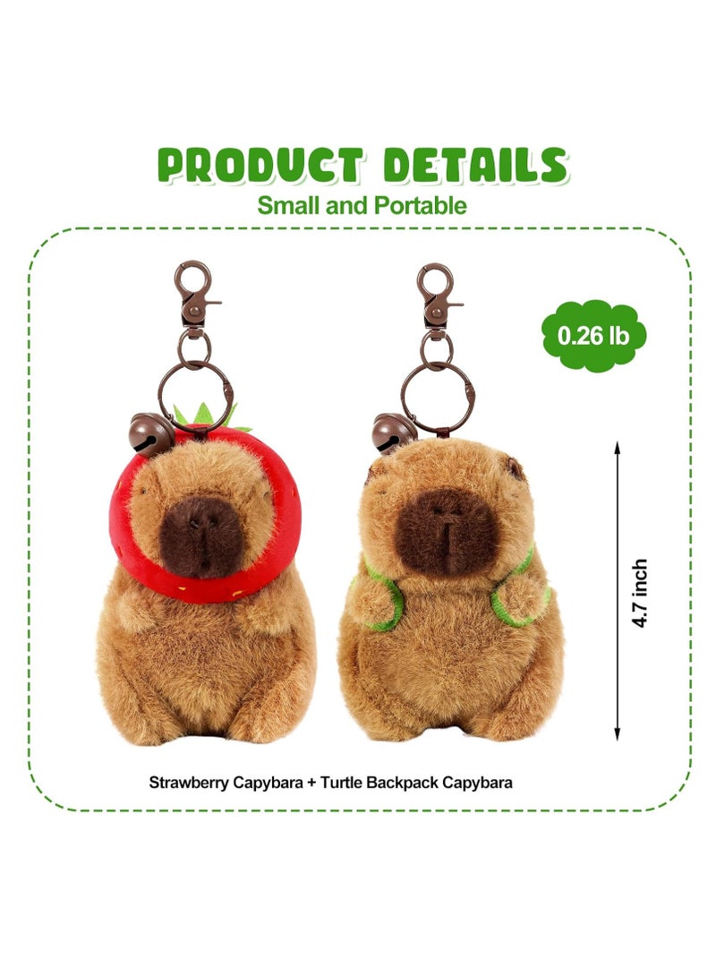 KASTWAVE 2Pcs Capybara Plush Keychain, Kawaii Capybara Stuffed Animals Dolls Pendant, Realistic Capybara Stuffed Animals Toy, Capybara Pendant, for Backpack Decoration Gift for Kids - Image 5