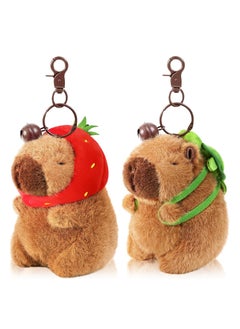 KASTWAVE 2Pcs Capybara Plush Keychain, Kawaii Capybara Stuffed Animals Dolls Pendant, Realistic Capybara Stuffed Animals Toy, Capybara Pendant, for Backpack Decoration Gift for Kids  - Image 1
