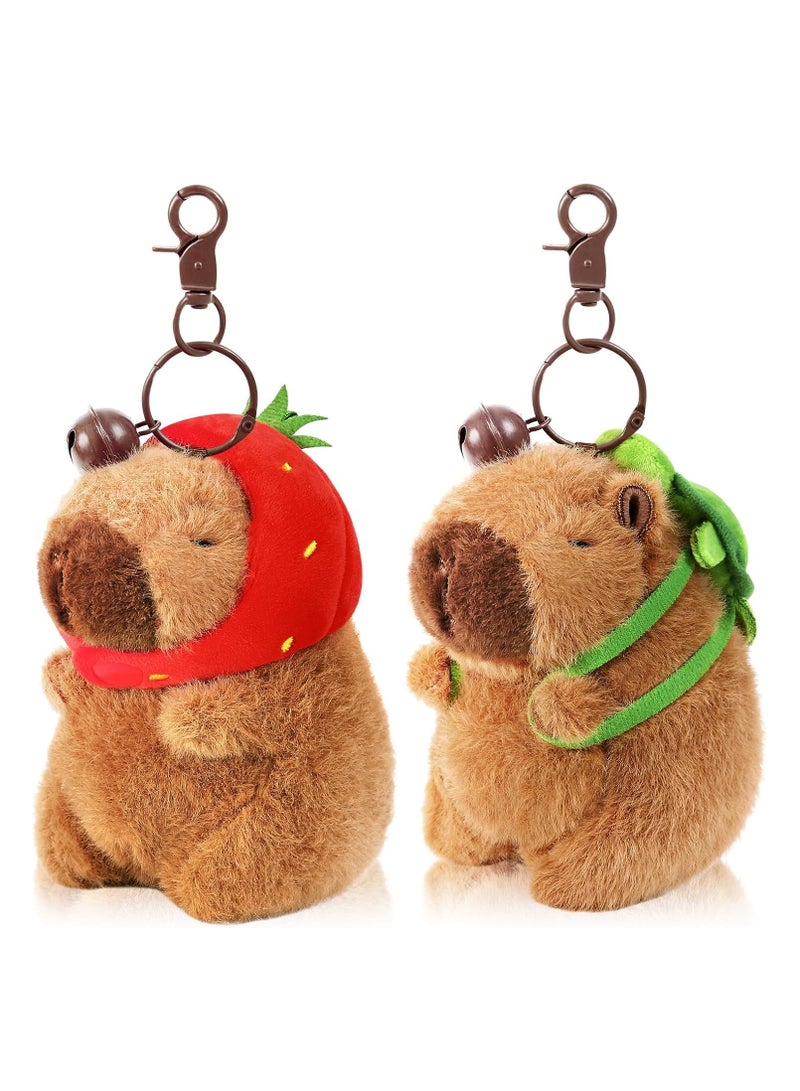 KASTWAVE 2Pcs Capybara Plush Keychain, Kawaii Capybara Stuffed Animals Dolls Pendant, Realistic Capybara Stuffed Animals Toy, Capybara Pendant, for Backpack Decoration Gift for Kids - Image 1