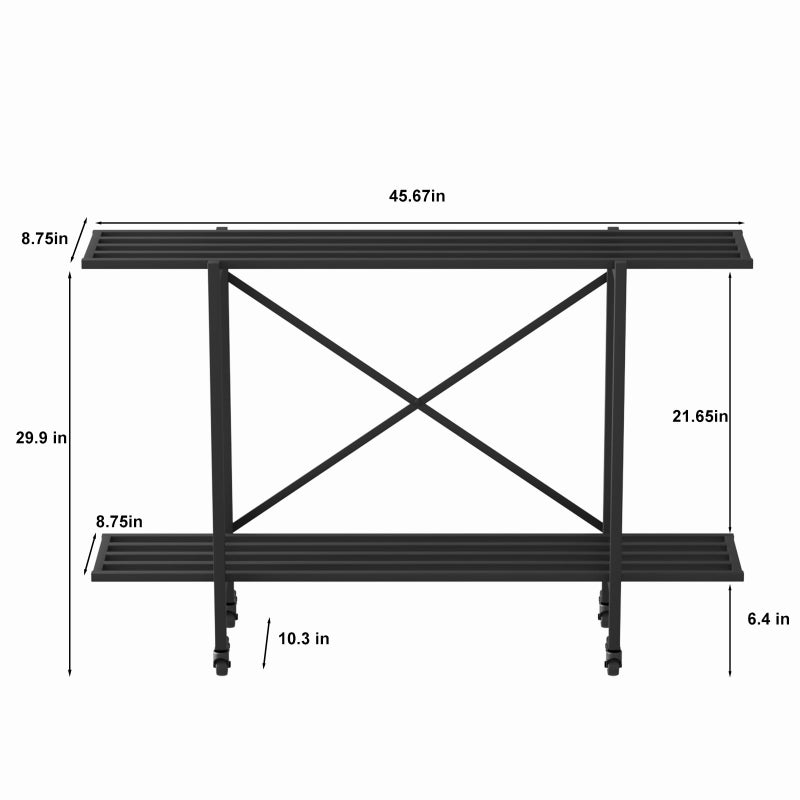 Zhongma 2 Tier Window Height Metal Sturdy Narrow Plant Stand with Wheels, Plant Stand Indoor and Outdoor, L45.67 x W10.3 x H29.9 inch, 440 LBS Capacity & Heavy Duty Construction. - Image 5