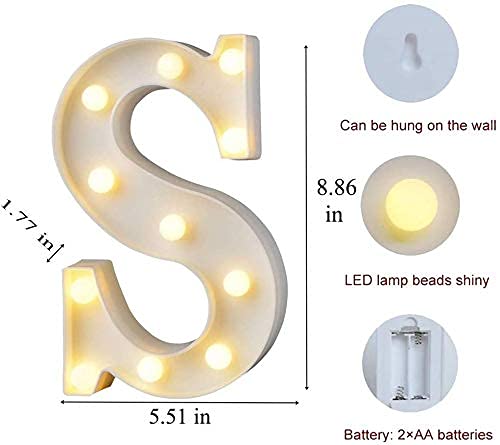 Balloonistics Warm White LED Marquee Alphabet S Light - 9-Inch Cordless Battery-Operated Night Light - Standing Letter Sign for Personalized Decor, Birthdays, Weddings & Home (Alphabet S) - Image 4