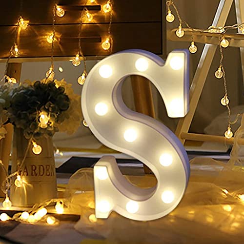 Balloonistics Warm White LED Marquee Alphabet S Light - 9-Inch Cordless Battery-Operated Night Light - Standing Letter Sign for Personalized Decor, Birthdays, Weddings & Home (Alphabet S) - Image 1