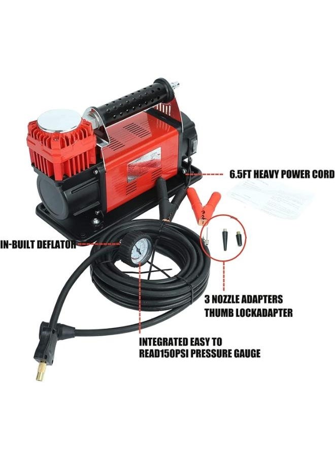 Generic Portable Air Compressor, 180L/M 150 PSI Car Tire Air Pump, Single Stage Automatic Inflator For SUVs, RVs, Bikes CSK-102-15  - Image 5