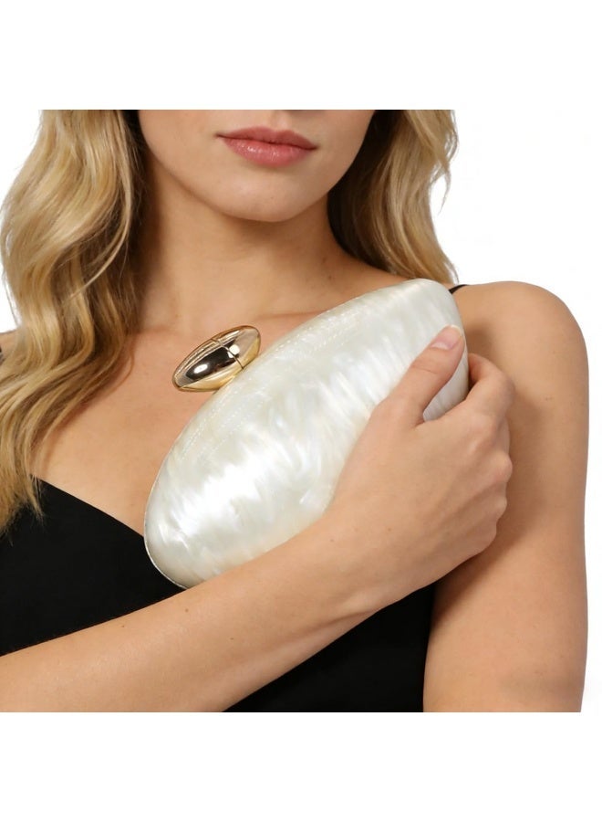 Shell Shape Acrylic Clutch Trendy Metallic Acrylic Evening Bag Shiny Egg Purses and Handbags for Women Wedding Party - Image 2