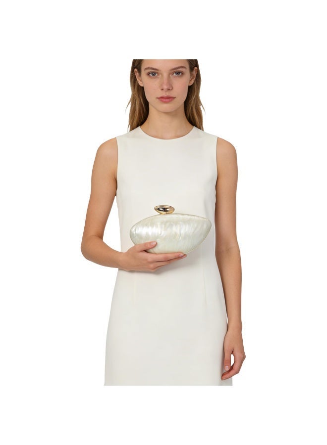 Shell Shape Acrylic Clutch Trendy Metallic Acrylic Evening Bag Shiny Egg Purses and Handbags for Women Wedding Party - Image 3
