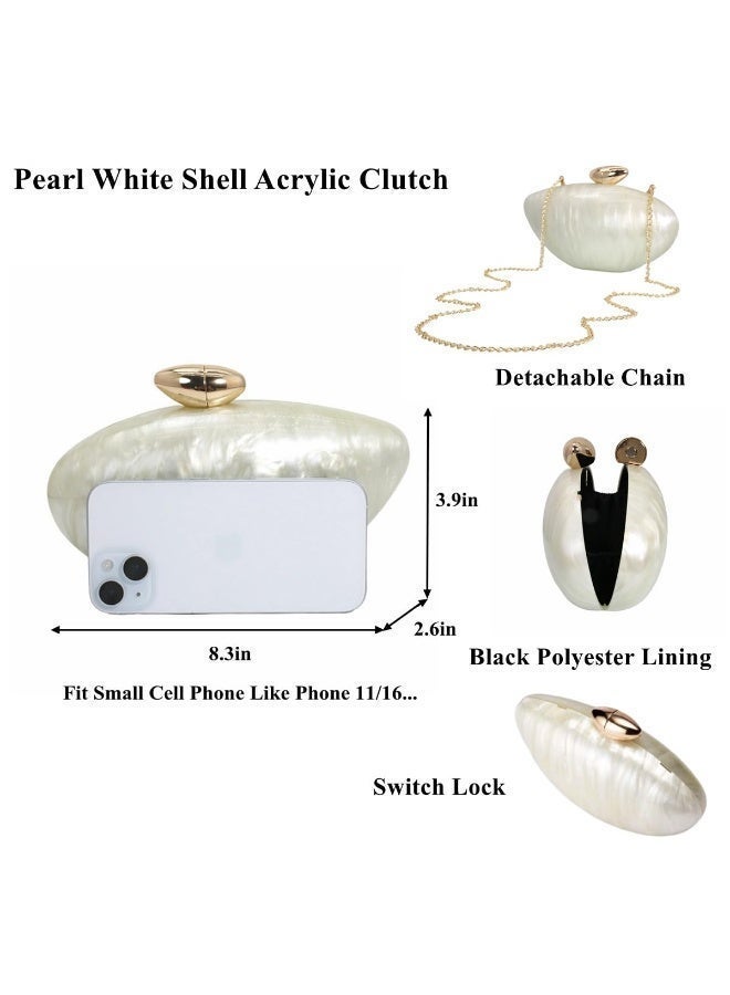 Shell Shape Acrylic Clutch Trendy Metallic Acrylic Evening Bag Shiny Egg Purses and Handbags for Women Wedding Party - Image 5