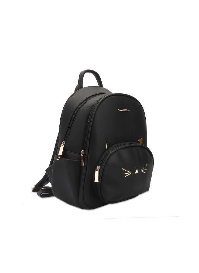 NIBEMINENT - Faux Leather Fashion Backpack Black - Image 1