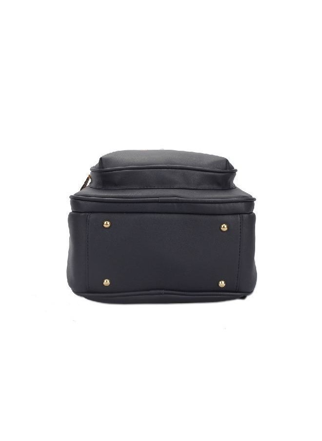 NIBEMINENT - Faux Leather Fashion Backpack Black - Image 1