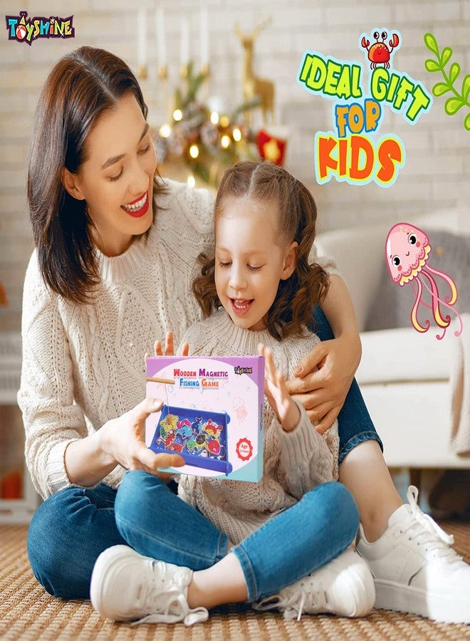 Toyshine Wooden Magnetic Fishing Game Toy with 12 Pcs - Multicolour - Kids - Image 4