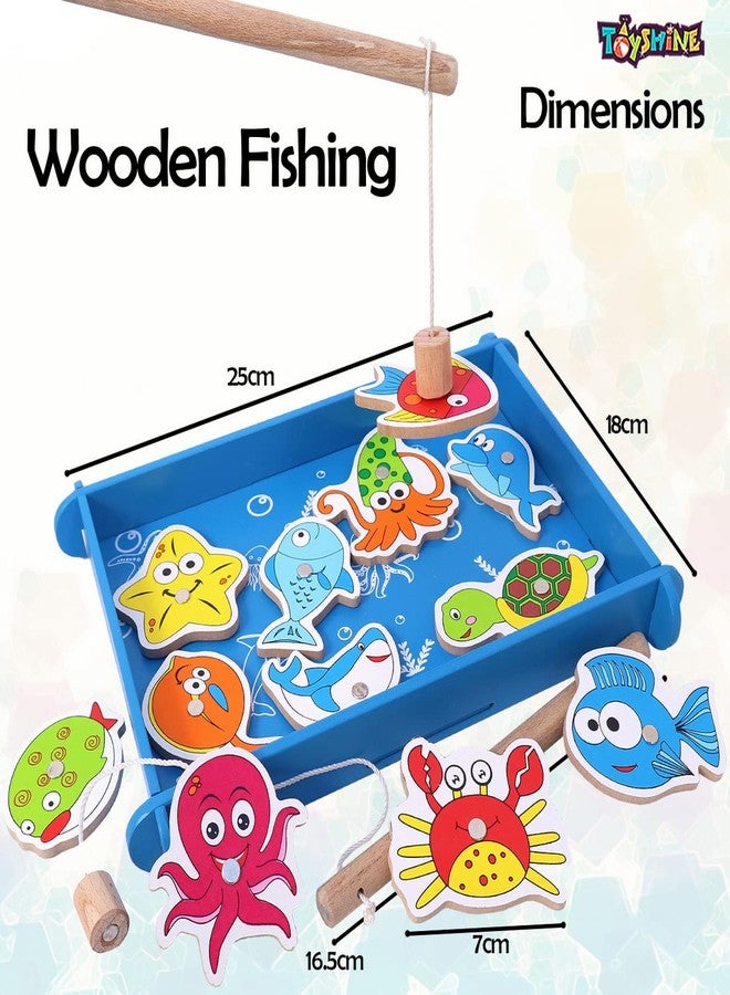Toyshine Wooden Magnetic Fishing Game Toy with 12 Pcs - Multicolour - Kids - Image 5