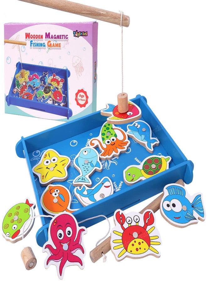 Toyshine Wooden Magnetic Fishing Game Toy with 12 Pcs - Multicolour - Kids - Image 1