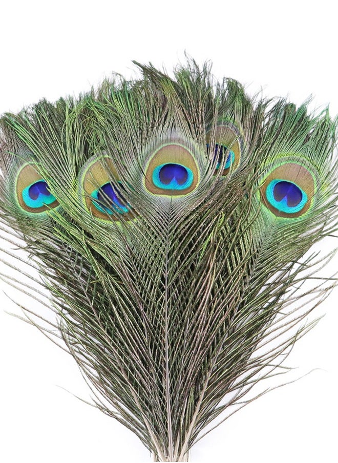 Generic Natural Peacock Feathers, 10 to 12-Inch Eyed Peacock Tail Feathers, DIY Craft Decoration for Weddings, Costumes – Set of 50 Peacock Feathers  - Image 2
