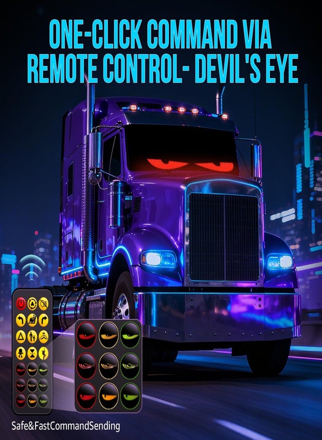 howdot LED Sign for Car 2PCS - 23''x5'' Howdot Devil's Eyes Light for Windshield, 5V USB Programmable LED Waterproof Flexible Digital Display Signs, Remote APP Control Cool Decor for Cars/Truck - Image 5