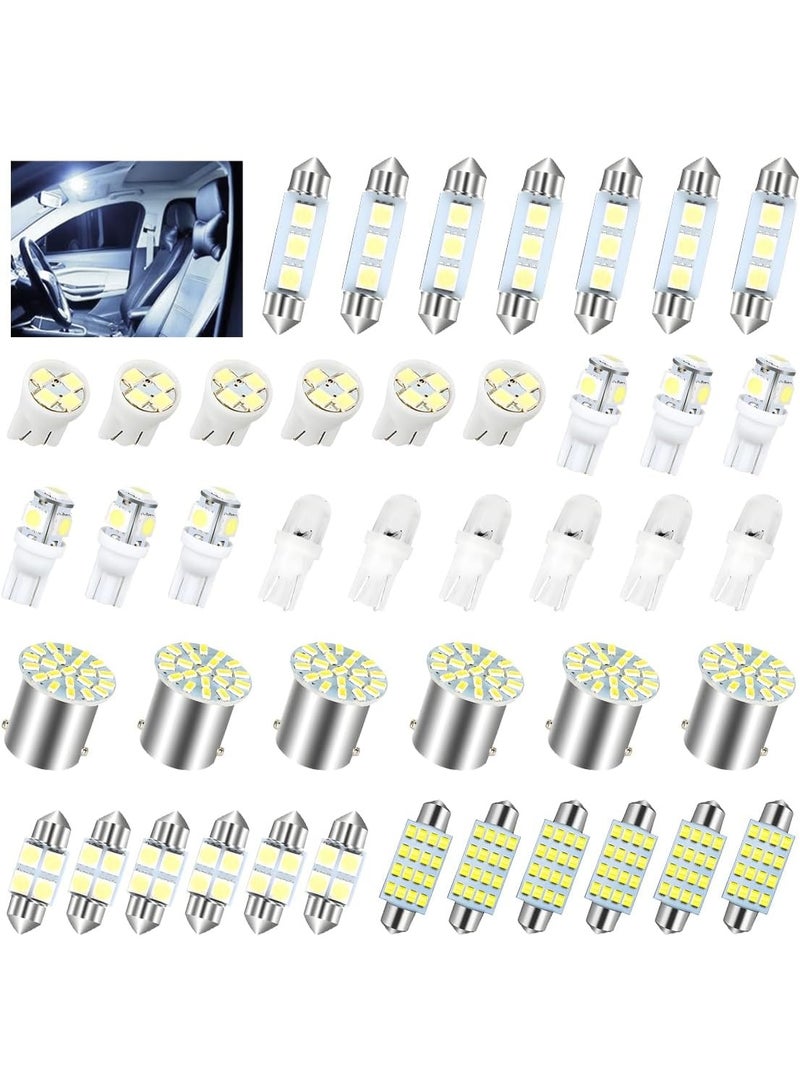 طقم إضاءة LED للسيارة مكون من 42 قطعة، مجموعة مصابيح داخلية للسيارة، 6000 كلفن 12 فولت T10 للاكسسوارات، الفرامل، لوحة الترخيص، الخرائط، أضواء الركن - Image 1