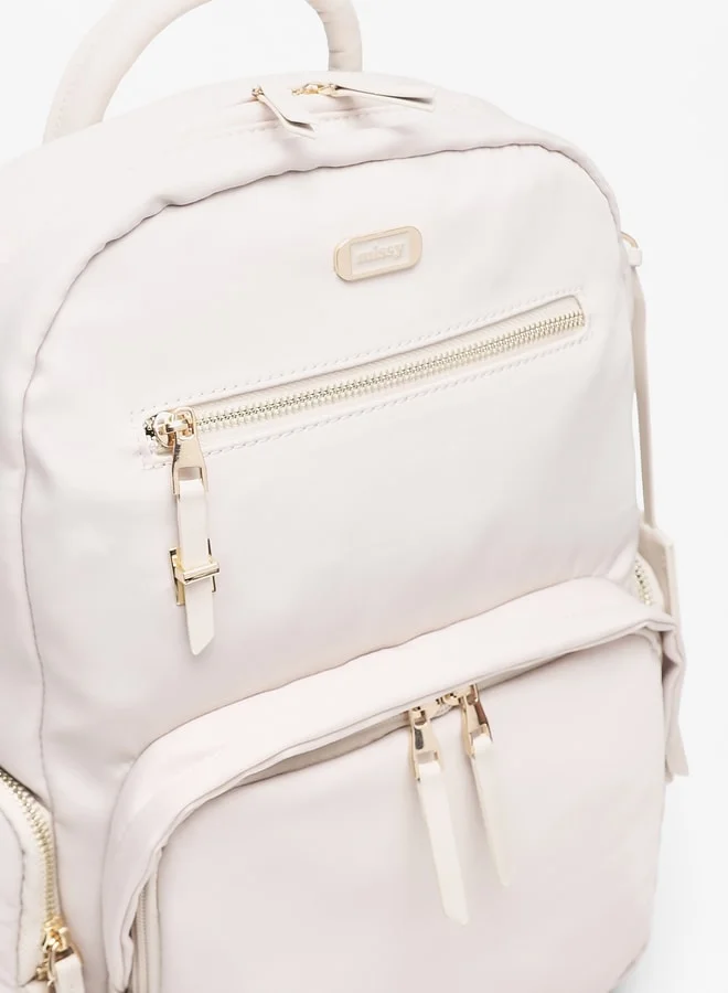 MISSY Women's Solid Backpack with Zip Closure and Adjustable Shoulder Straps