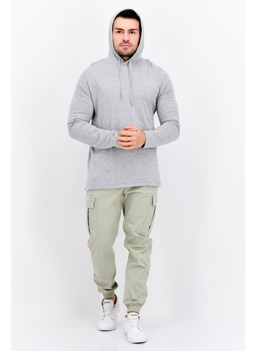 French Connection Men Hooded Brand Logo Long Sleeves Sweatshirt, Light Grey  - Image 2