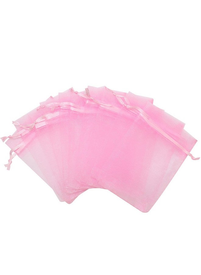 STARUBY 100Pcs Sheer Organza Bags 3X4 Inches Drawstring Jewelry Mesh Pouches Gift Bags For Wedding Party Christmas Gifts Festival Gift Candy Bags Pink - Image 1