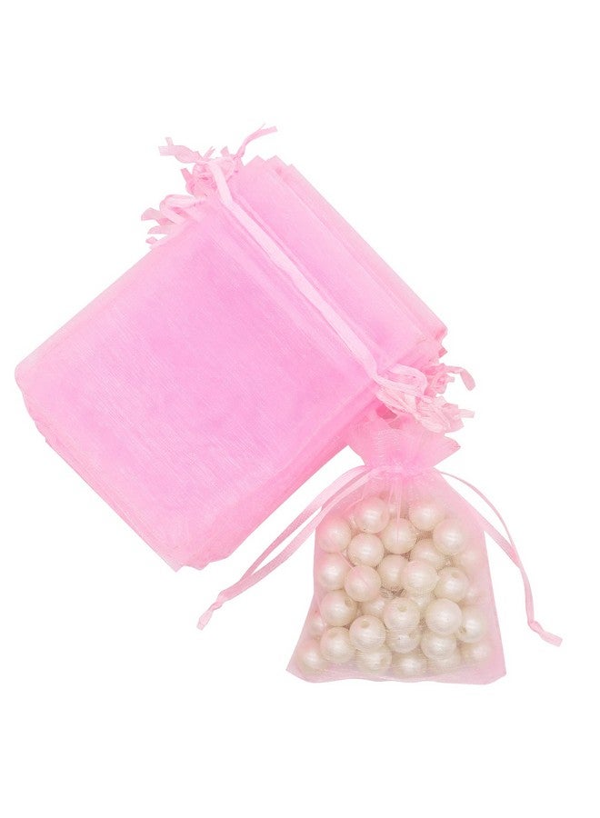 STARUBY 100Pcs Sheer Organza Bags 3X4 Inches Drawstring Jewelry Mesh Pouches Gift Bags For Wedding Party Christmas Gifts Festival Gift Candy Bags Pink - Image 3