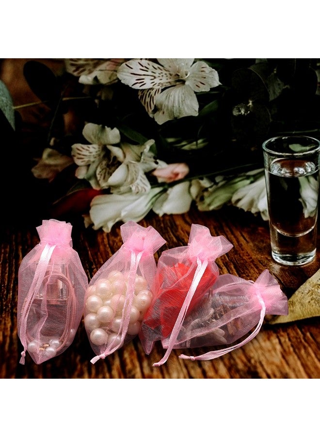 STARUBY 100Pcs Sheer Organza Bags 3X4 Inches Drawstring Jewelry Mesh Pouches Gift Bags For Wedding Party Christmas Gifts Festival Gift Candy Bags Pink - Image 5