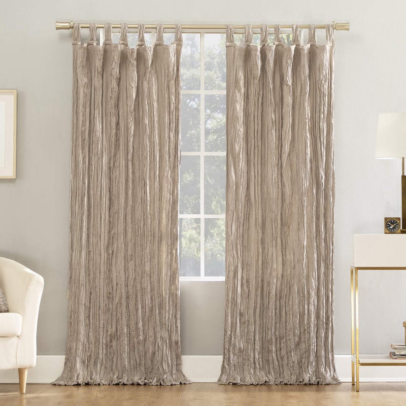 No 918 Odelia Distressed Velvet SemiSheer Tab Top Curtain Panel 50 x 95 Stone
