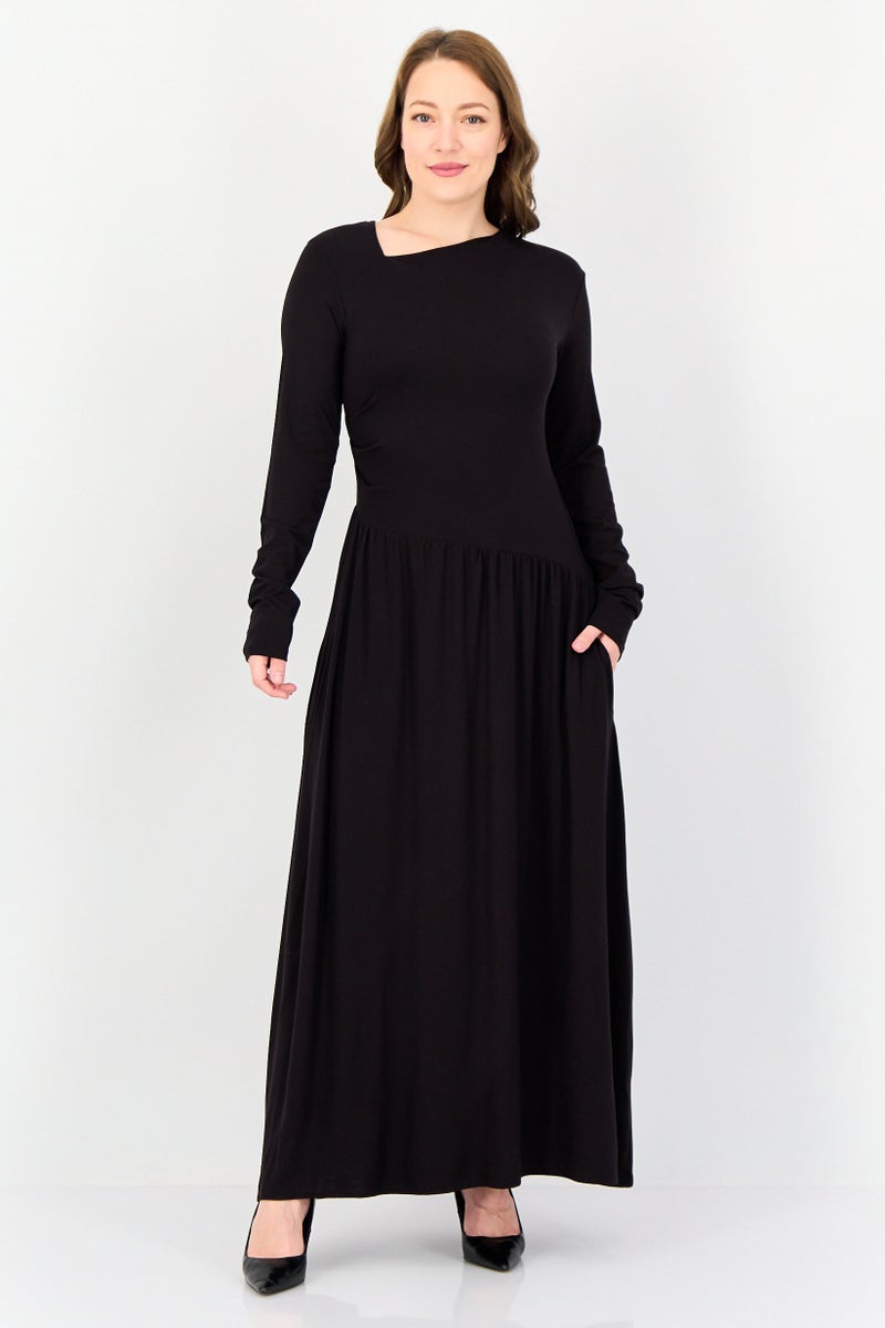 bebe Women Solid Maxi Dress, Black - Image 1