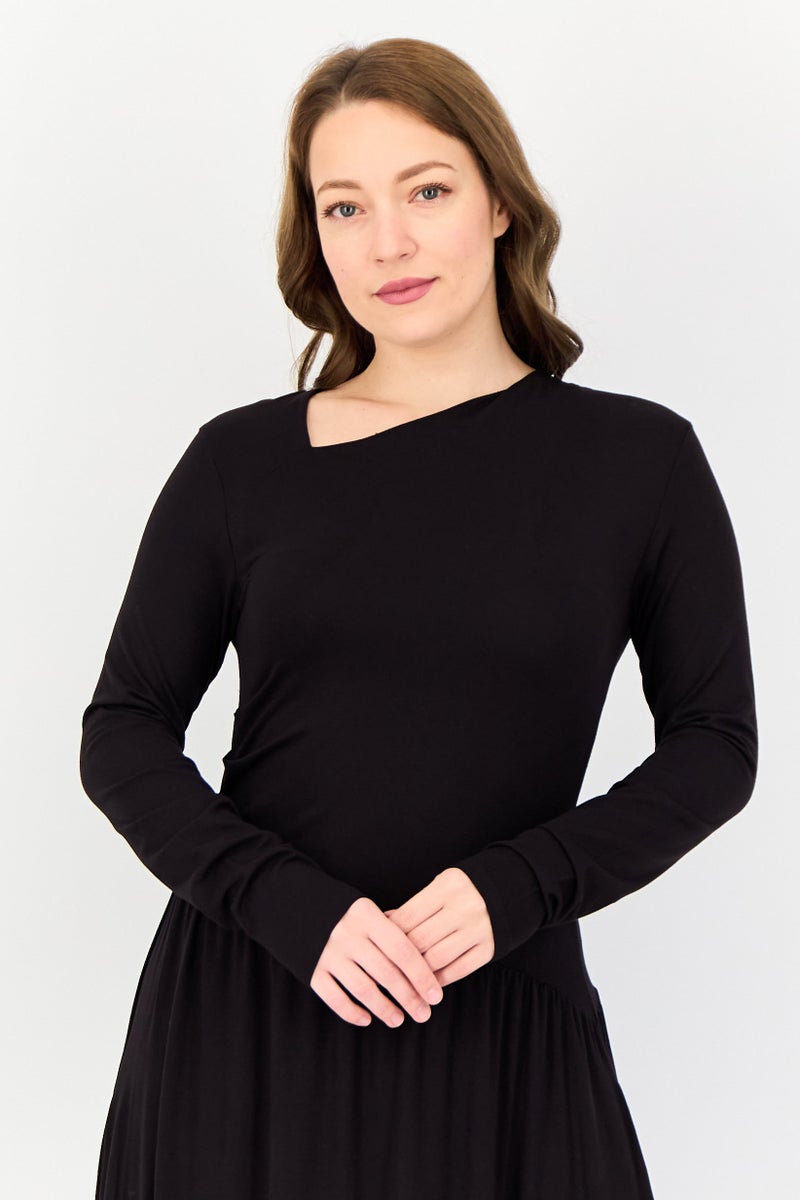 bebe Women Solid Maxi Dress, Black - Image 2