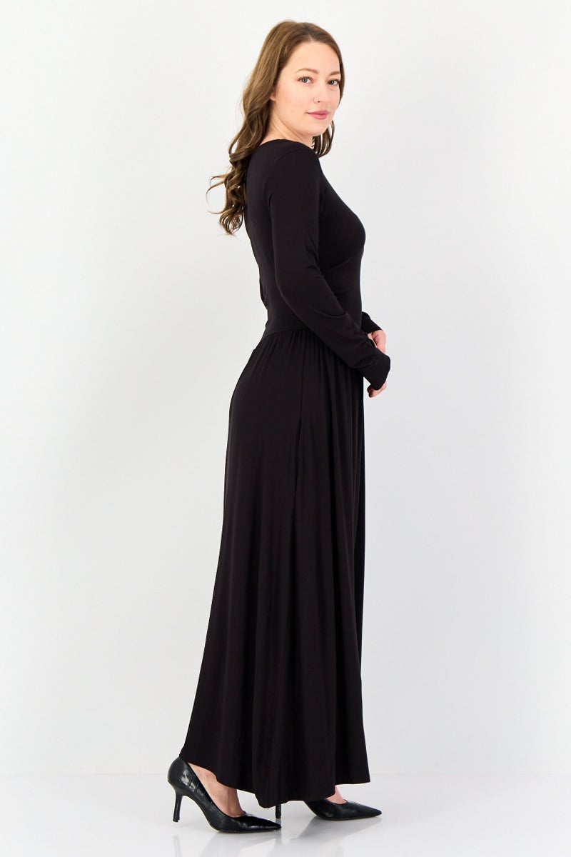 bebe Women Solid Maxi Dress, Black - Image 4