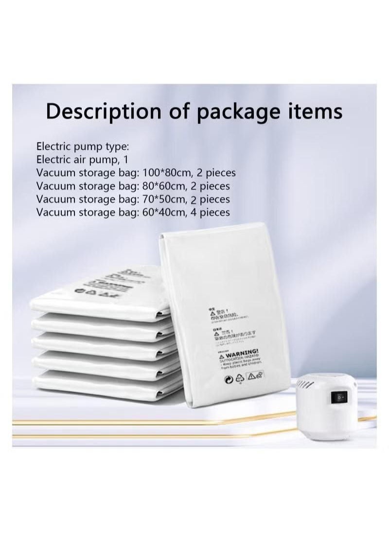 XiuWoo - Vacuum Seal Storage Bags, 10 Pack Reusable Compression Bags (2 Extra Large + 2 Large + 2 Medium + 4 Small), Premium Vacuum Storage Bags with Electric Pump for Bedding, Clothes, Curtains, Pillows - Image 1