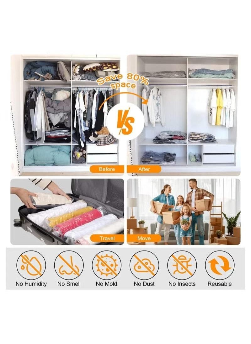 XiuWoo - Vacuum Seal Storage Bags, 10 Pack Reusable Compression Bags (2 Extra Large + 2 Large + 2 Medium + 4 Small), Premium Vacuum Storage Bags with Electric Pump for Bedding, Clothes, Curtains, Pillows - Image 1