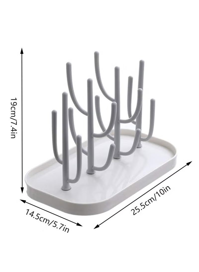 Bottle Drying Rack, Creative Tree Branch Baby Bottle Dryer Holder with Base, Drying Rack for Bottles, Teats, Cups, Pump Parts and Accessories, Detachable Bottle Dryer Holder (Grey)  - Image 4